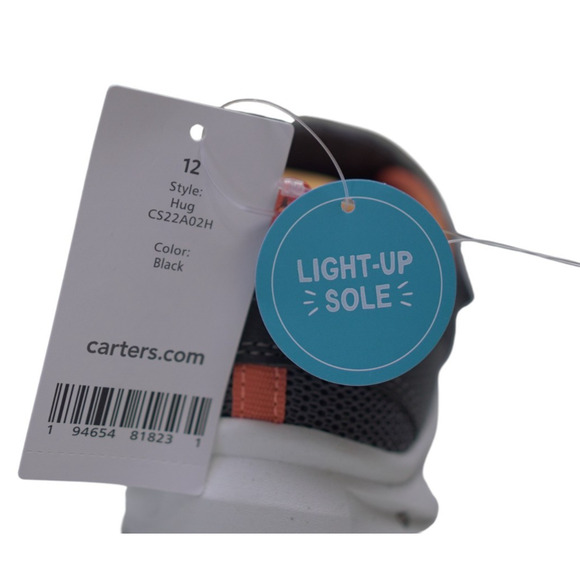 NWT Carter's Toddler Light-Up Dinosaur Sneakers Size 12 Black & Orange Halloween - Picture 10 of 14